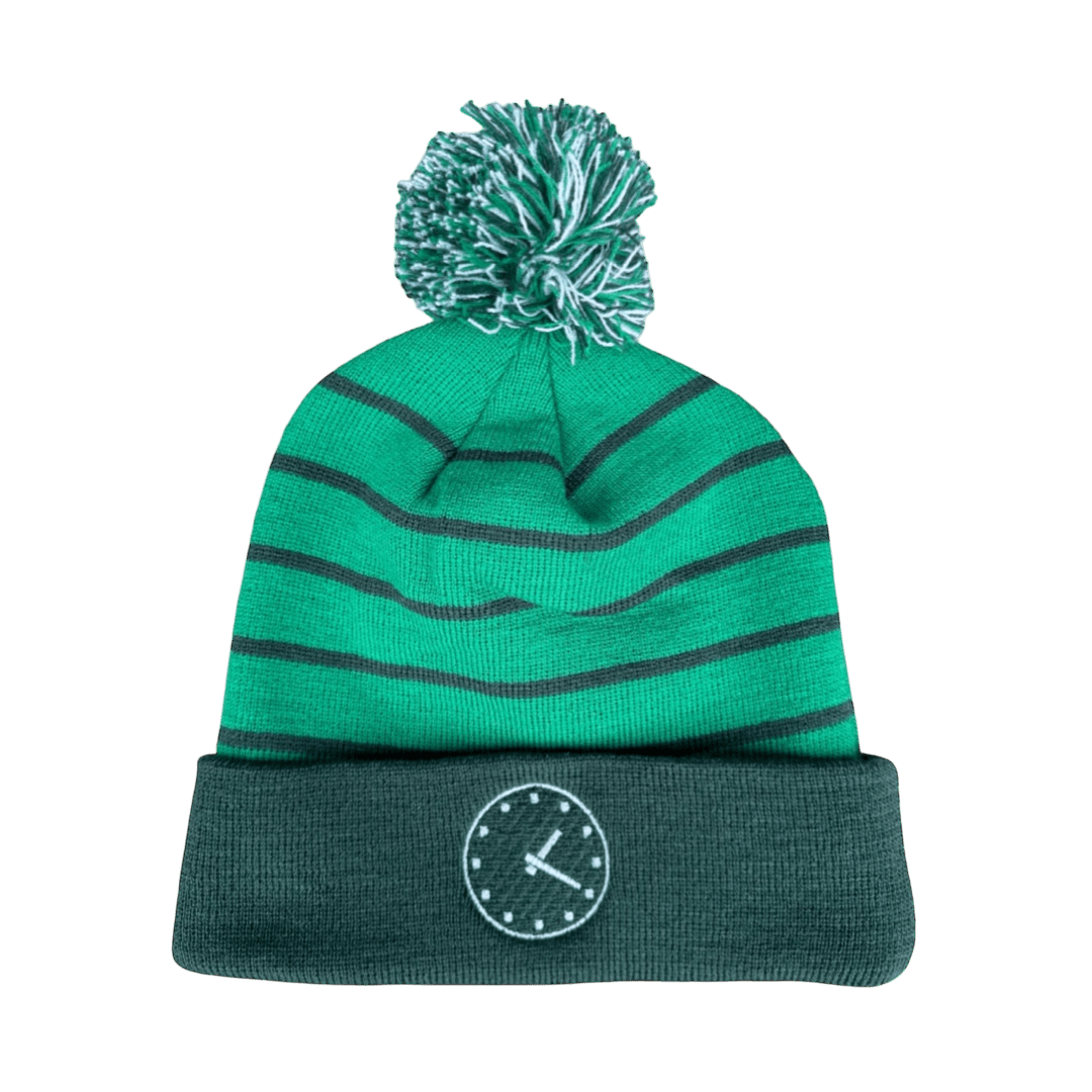 WRIGLEY CLOCK STRIPED BEANIE. (WITH POM) - OBVIOUS SHIRTS