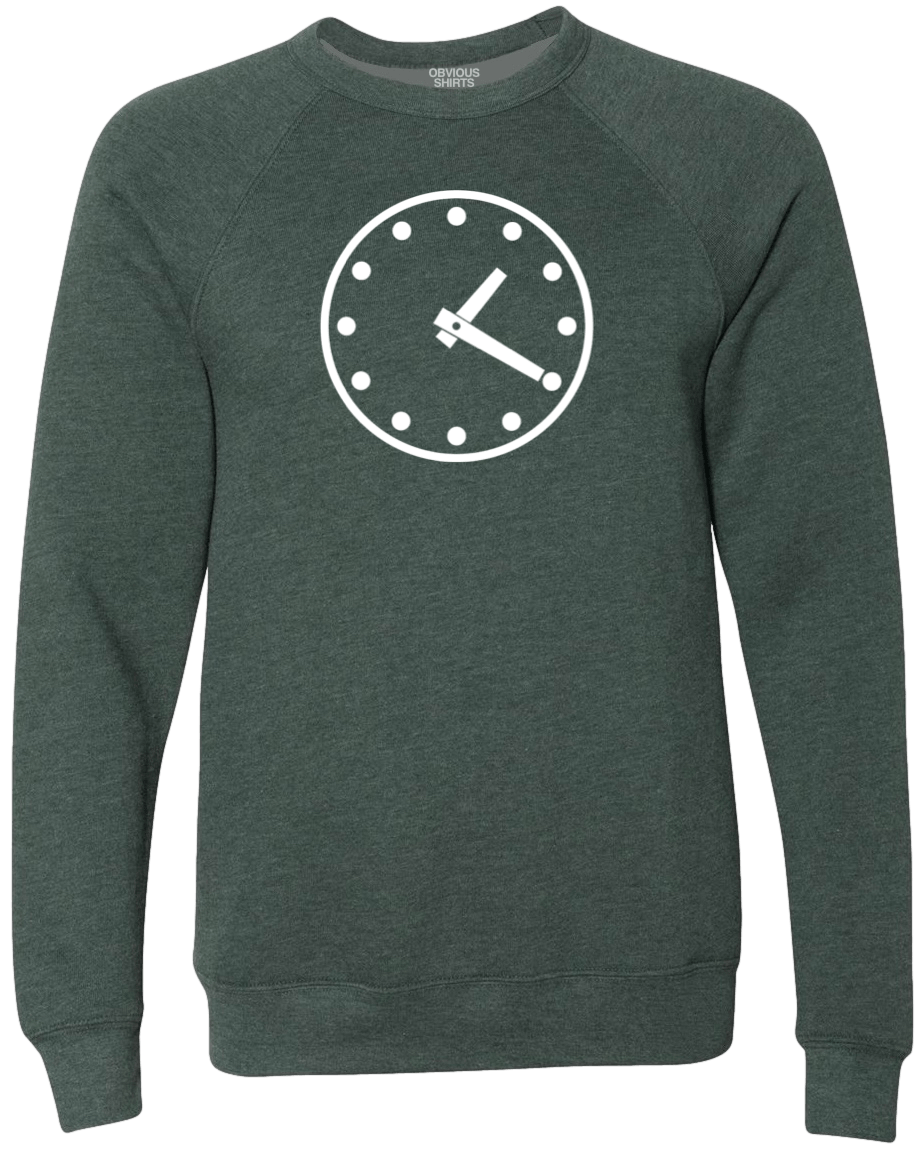 Wrigley Clock (Crew Sweatshirt) | obvious Shirts. Dark Green / 3X