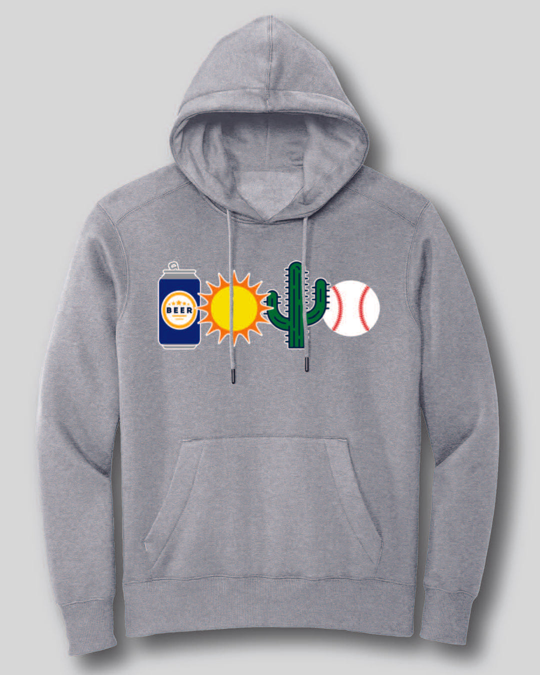 BEER SUN CACTUS BASEBALL. (BLACK HOODED SWEATSHIRT) - OBVIOUS SHIRTS