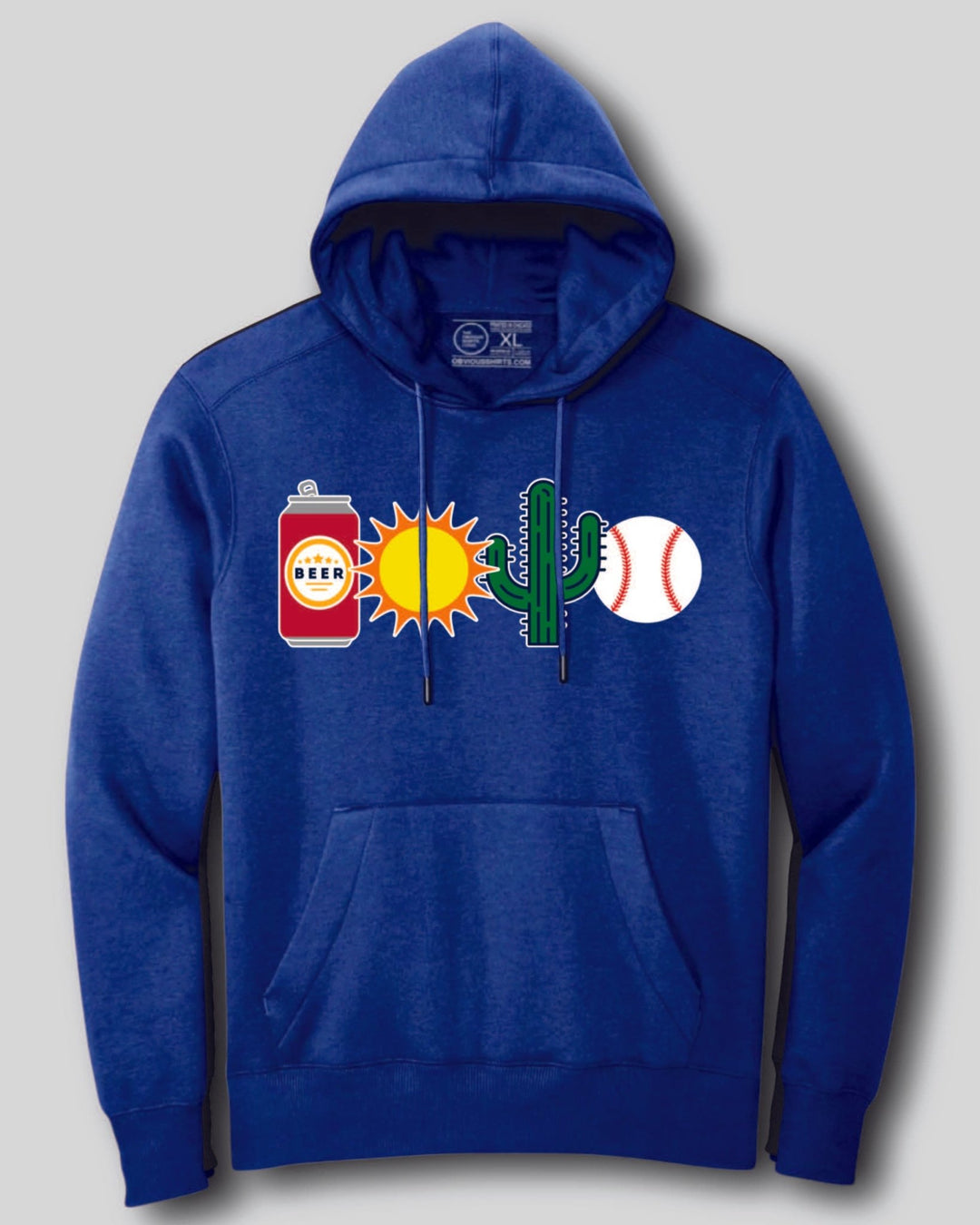 BEER SUN CACTUS BASEBALL. (BLACK HOODED SWEATSHIRT) - OBVIOUS SHIRTS