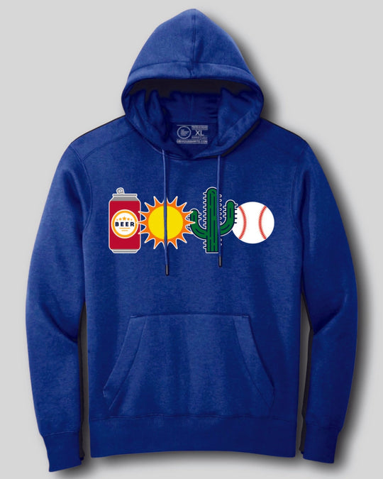 BEER SUN CACTUS BASEBALL. (BLACK HOODED SWEATSHIRT) - OBVIOUS SHIRTS