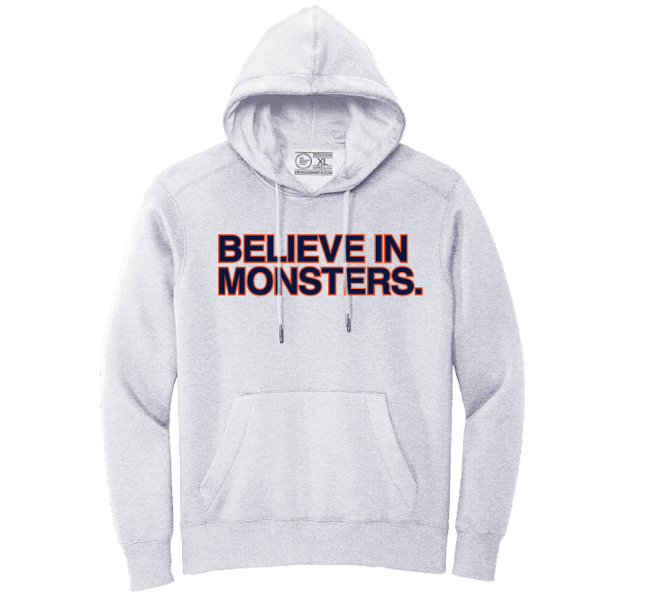 BELIEVE IN MONSTERS. GREY (HOODED SWEATSHIRT) - OBVIOUS SHIRTS