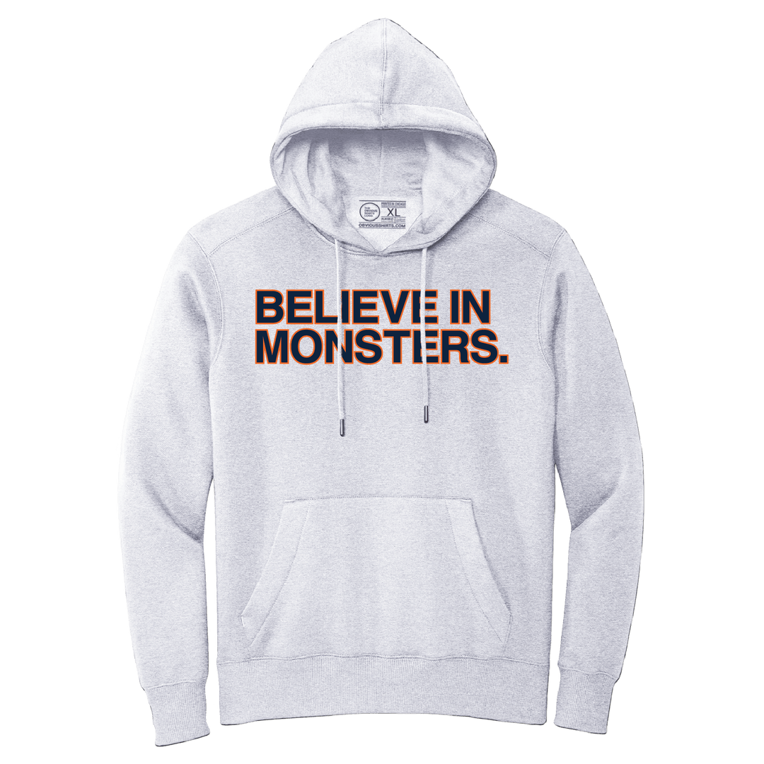 BELIEVE IN MONSTERS. GREY (HOODED SWEATSHIRT) - OBVIOUS SHIRTS