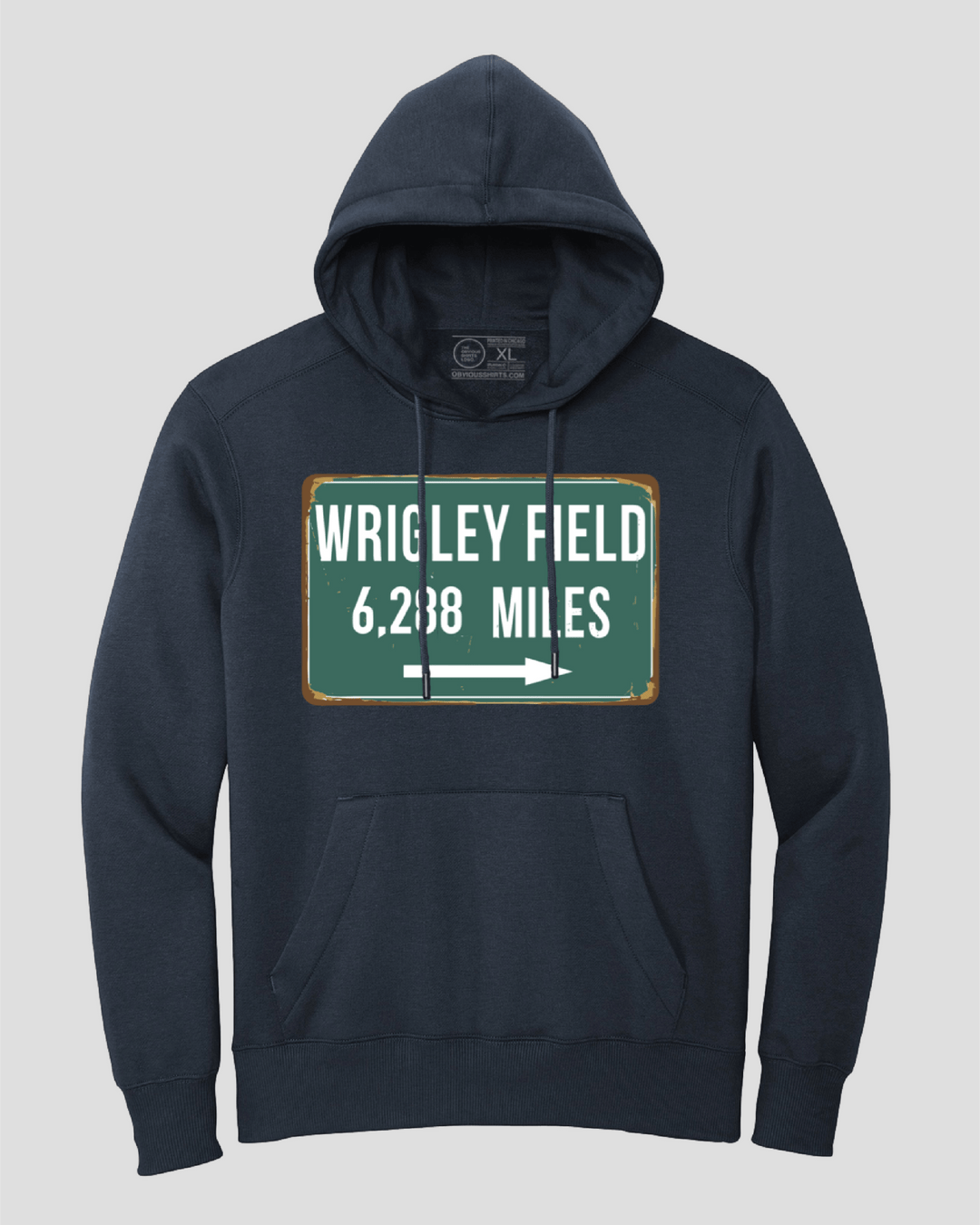 DISTANCE TO WRIGLEY. (HOODED SWEATSHIRT) - OBVIOUS SHIRTS