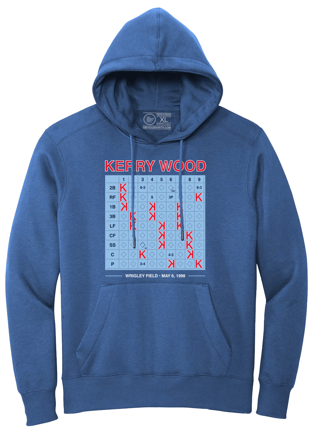 KERRY WOOD 20 STRIKEOUT SCORECARD. (HOODED SWEATSHIRT) - OBVIOUS SHIRTS