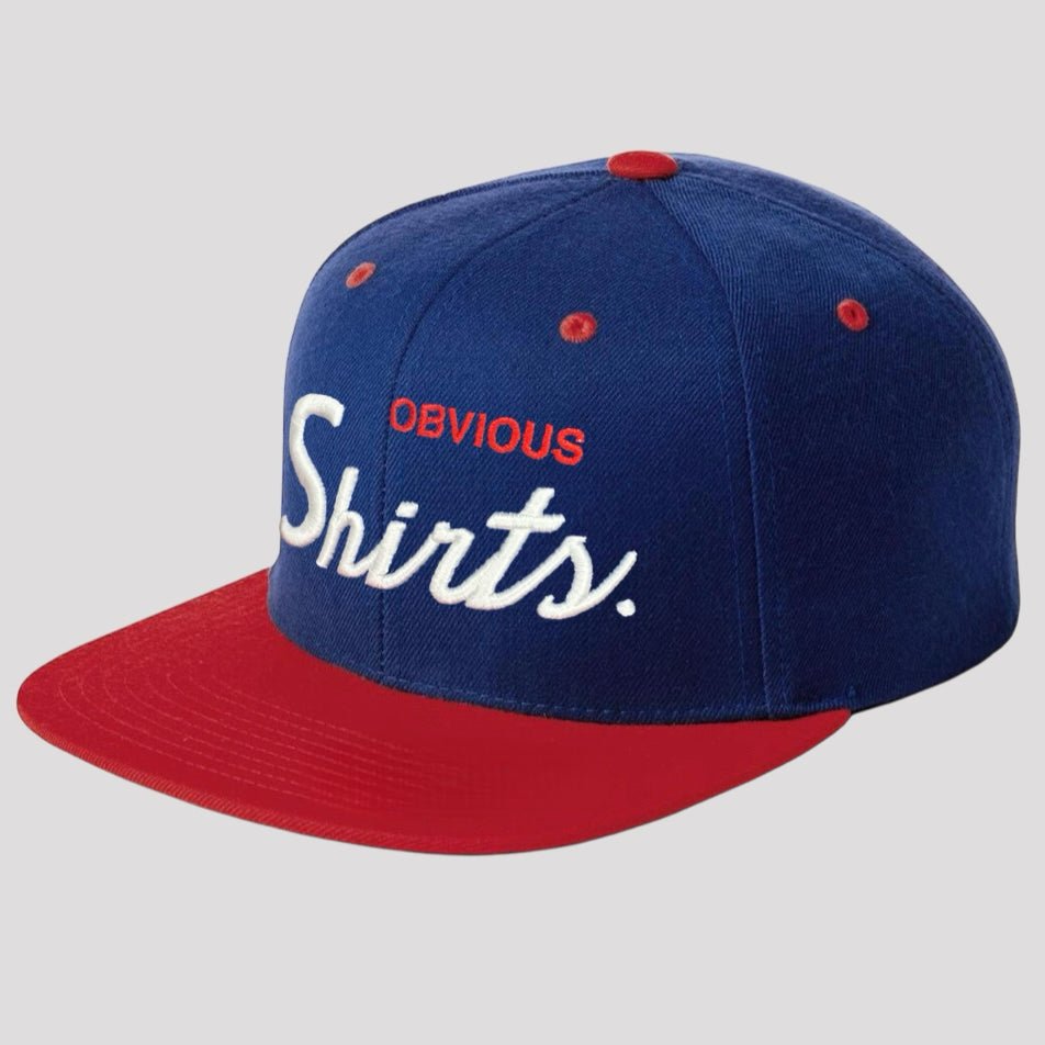 OBVIOUS SHIRTS SCRIPT SNAPBACK (ROYAL/RED) - OBVIOUS SHIRTS