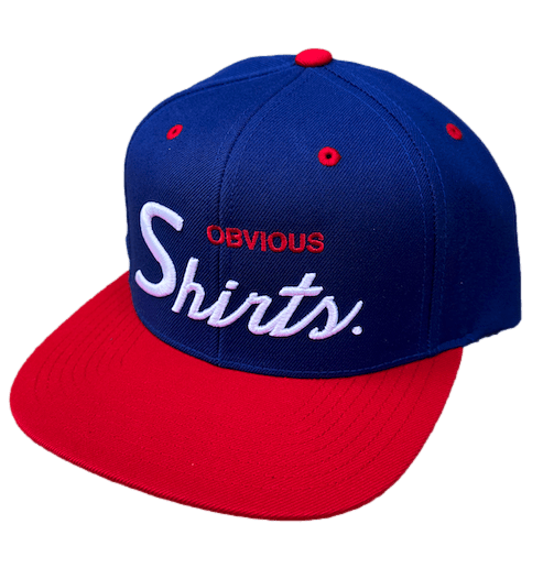 OBVIOUS SHIRTS SCRIPT SNAPBACK (ROYAL/RED) - OBVIOUS SHIRTS