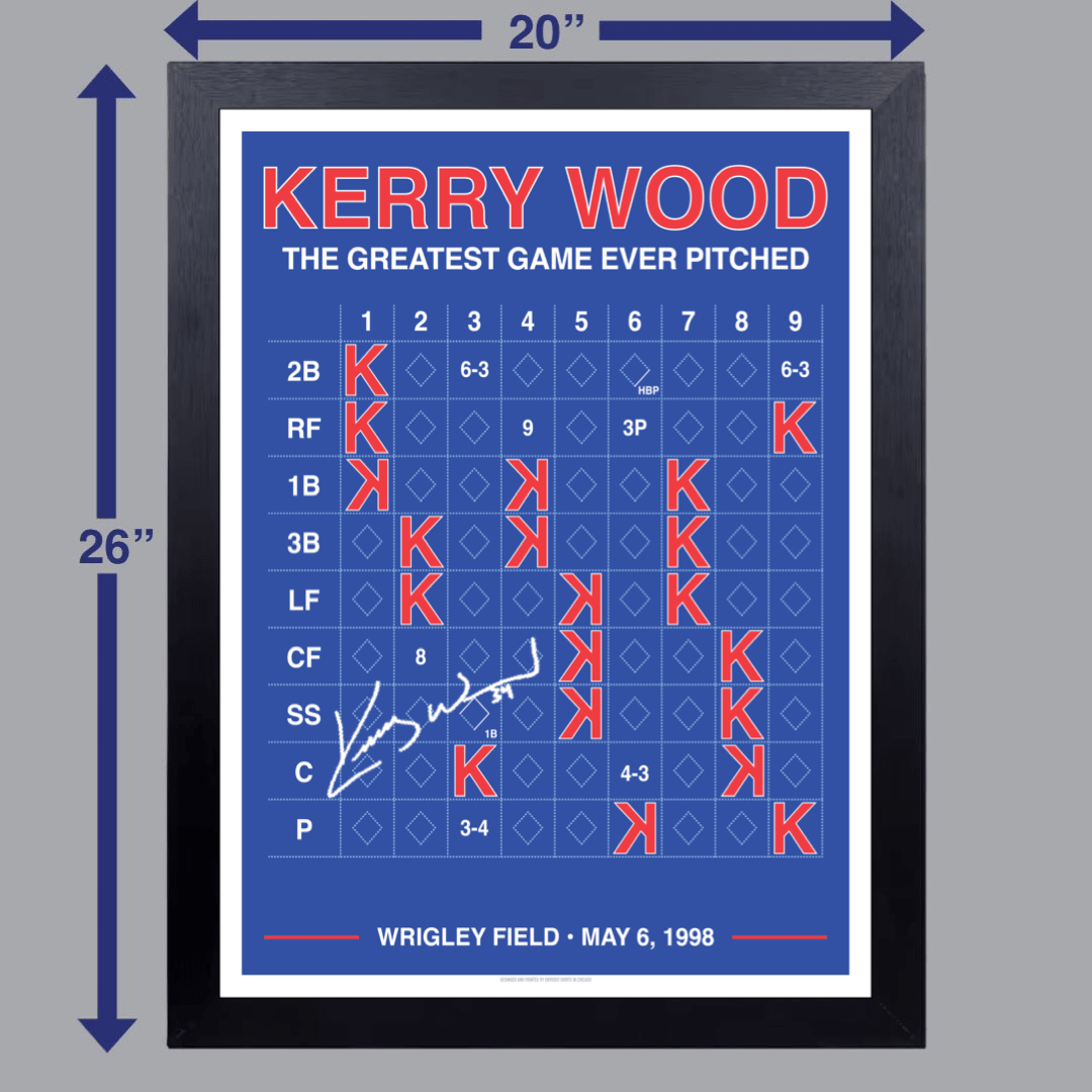SIGNED 18"x24" KERRY WOOD 20K SCORECARD (WITH FRAME) - OBVIOUS SHIRTS