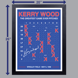SIGNED 18"x24" KERRY WOOD 20K SCORECARD (WITH FRAME) - OBVIOUS SHIRTS