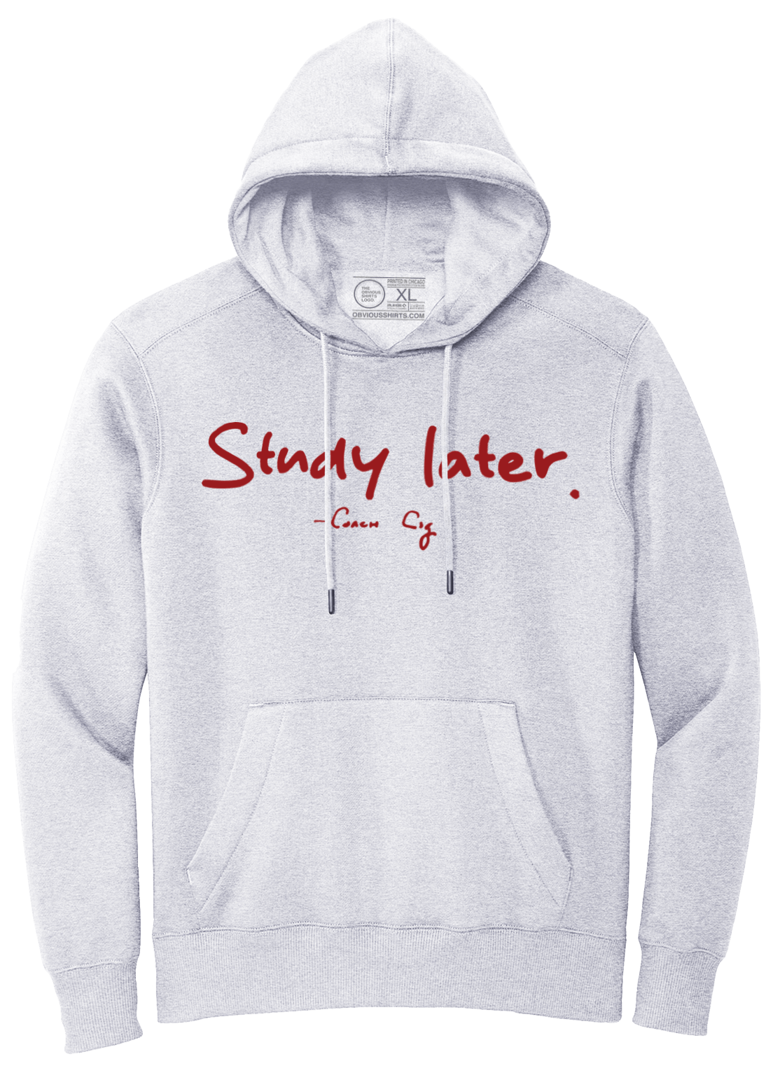 STUDY LATER. (LIGHT GREY HOODED SWEATSHIRT) | OBVIOUS SHIRTS.
