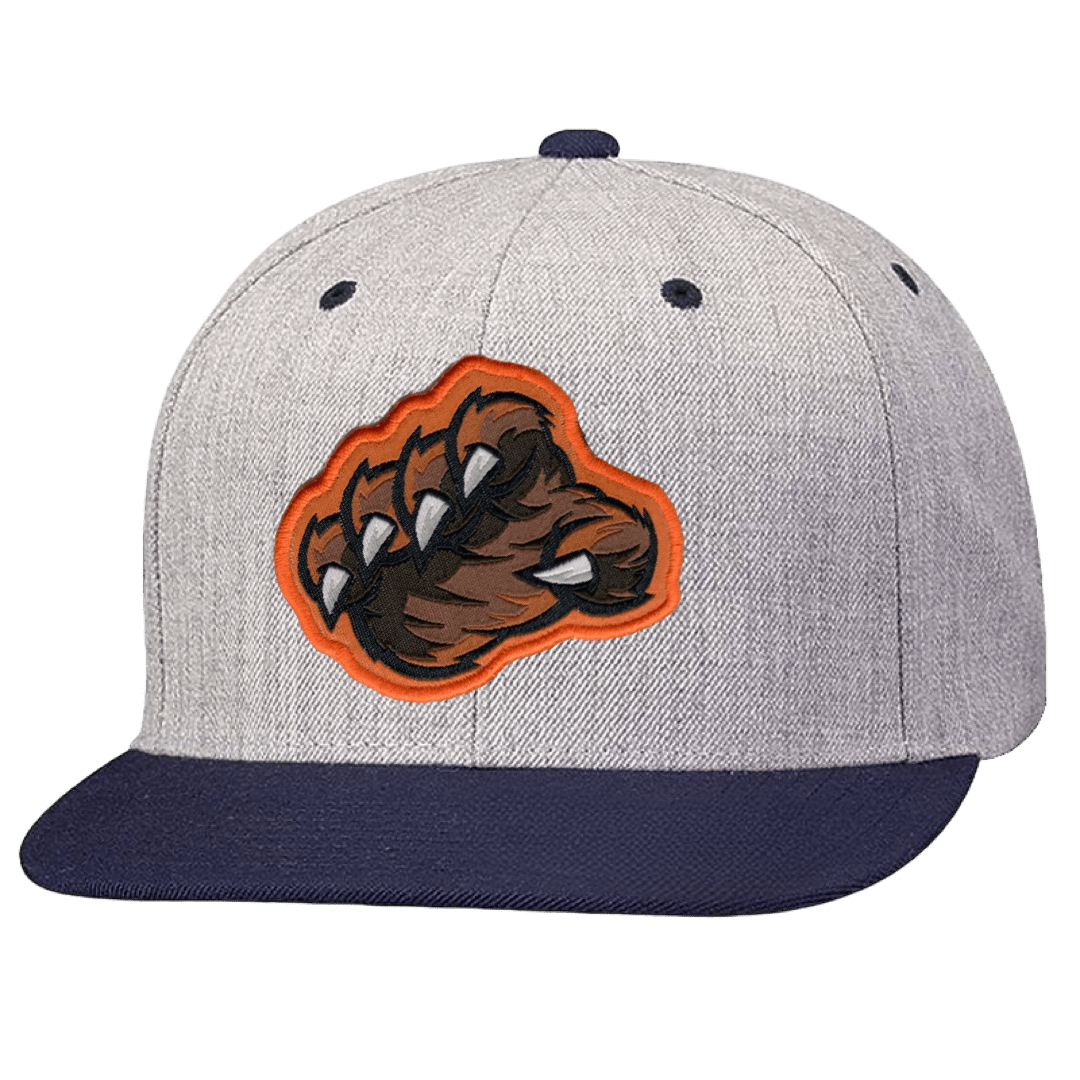 THE BEAR CLAW FLAT BILL SNAPBACK HAT (HEATHER GREY/NAVY) - OBVIOUS SHIRTS