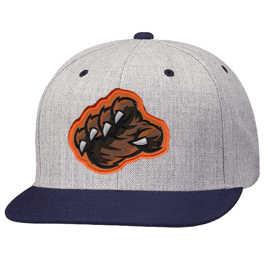 THE BEAR CLAW FLAT BILL SNAPBACK HAT (HEATHER GREY/NAVY) - OBVIOUS SHIRTS