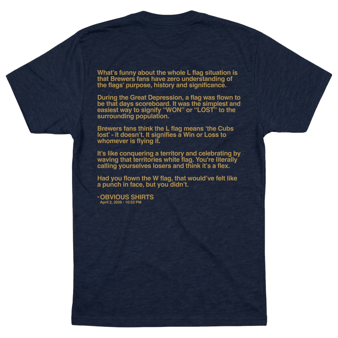 THE HISTORY OF THE L FLAG. (POCKET LOGO) - OBVIOUS SHIRTS