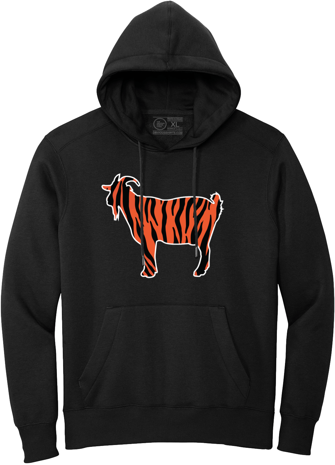THE TIGER GOAT. (BLACK HOODED SWEATSHIRT) - OBVIOUS SHIRTS