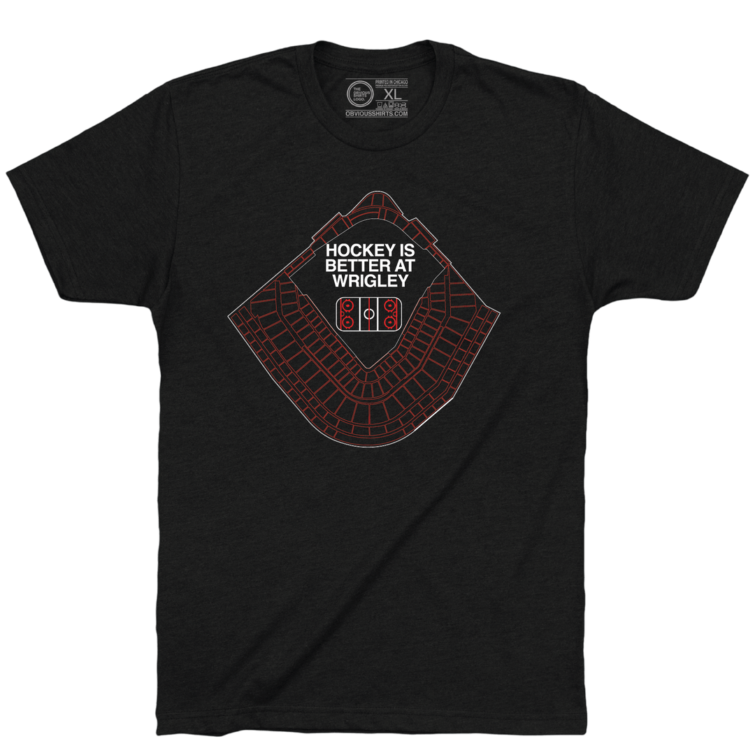 WRIGLEY HOCKEY STADIUM. (BLACK TEE) - OBVIOUS SHIRTS