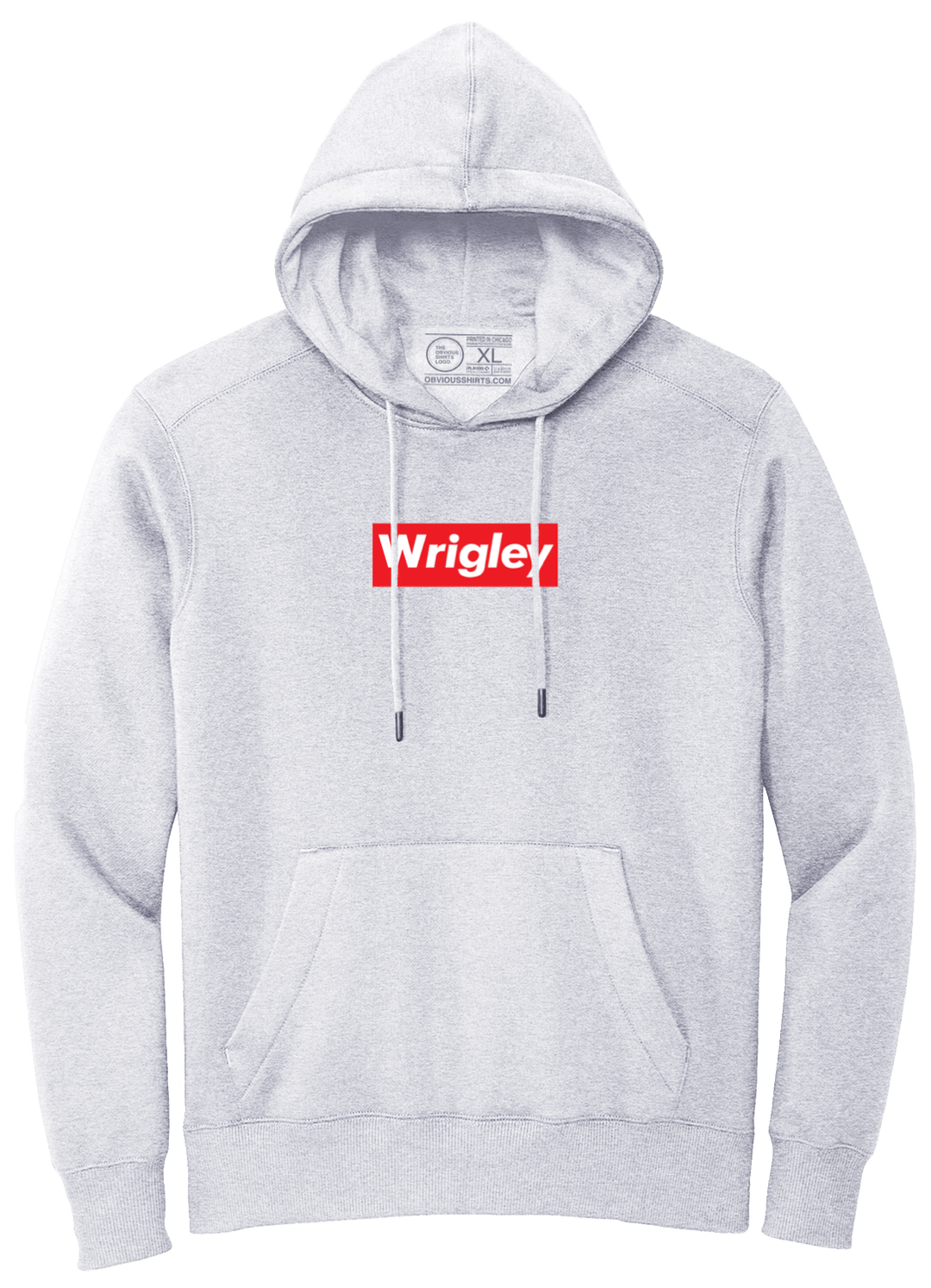 WRIGLEY IS SUPREME. (HEATHER GREY HOODED SWEATSHIRT) - OBVIOUS SHIRTS