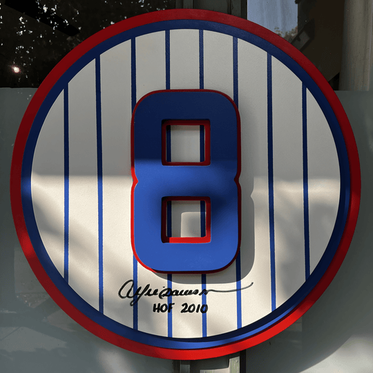 ANDRE DAWSON (AUTOGRAPHED!) #8 WOODEN WALL ART. - OBVIOUS SHIRTS